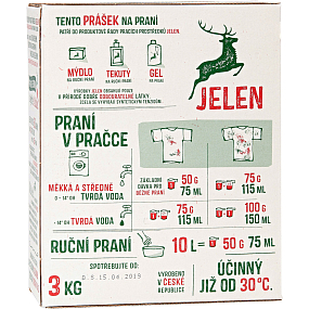Jelen proszek do prania na bazie mydła, 60 prań, 3 kg Jelen proszek do prania na bazie mydła, 60 prań, 3 kg