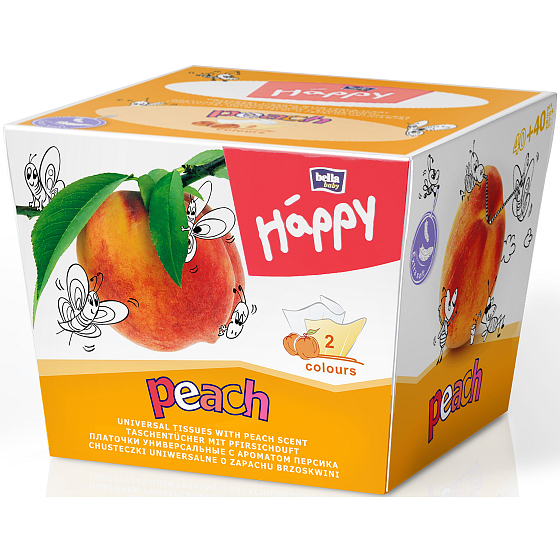 Bella Happy Baby Peach hygienické kapesníky 2 vrstvé 80 kusů