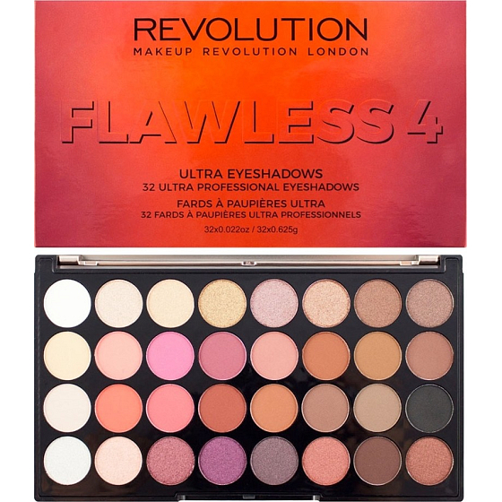 Makeup Revolution Ultra Eyeshadows paletka 32 očních stínů Flawless 4 16 g