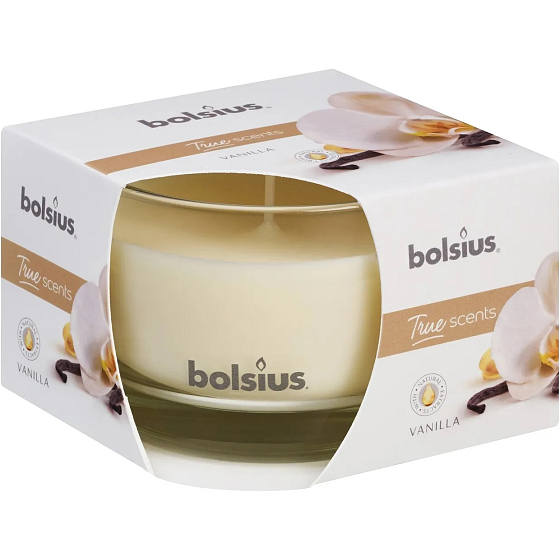 Bolsius True Scents Vanilla - Vanilka vonná svíčka ve skle 90 x 63 mm