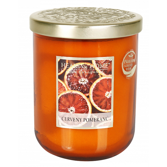 Heart & Home Červený pomeranč Sojová vonná svíčka velká hoří až 70 hodin 340 g