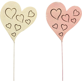 Srdce drewniane z zapięciem 8 cm + drucik, 1 sztuka