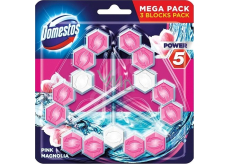 Domestos Power 5 Różowa Magnolie Wc twardy blok 3 x 55 g