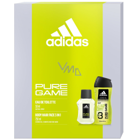 Adidas Pure Game woda toaletowa 50 ml + żel pod prysznic 250 ml, zestaw prezentowy dla mężczyzn