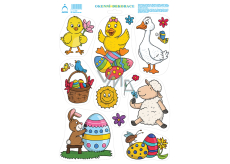 Arch Velikonoční samolepka, okenní fólie bez lepidla Kuřátko s kytkou 33 x 24 cm