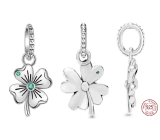 Zawieszka ze srebra próby 925 w kształcie koniczyny, charms do bransoletki, natura