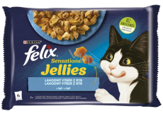 Felix Sensations Jellies Multipack łosoś i dorsz w aromatycznej galaretce, pełnoporcjowa karma dla dorosłych kotów 4 x 85 g