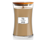 WoodWick Gilded Sands - Złociste piaski świeca zapachowa z drewnianym knotem i szklanym wieczkiem duża 609 g
