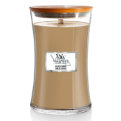 WoodWick Gilded Sands - Złociste piaski świeca zapachowa z drewnianym knotem i szklanym wieczkiem duża 609 g