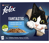 Felix Fantastic saszetki dla kotów z łososiem, płastugą, tuńczykiem i dorszem, 12 × 85 g