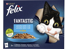 Felix Fantastic saszetki dla kotów z łososiem, płastugą, tuńczykiem i dorszem, 12 × 85 g