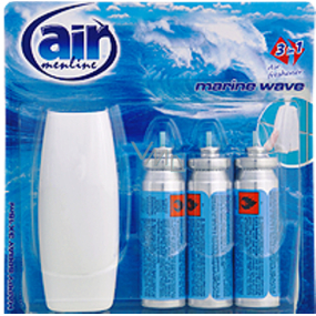 Air Menline Marine Wave Happy Odświeżacz powietrza komplet spray + wkłady 3 x 15 ml