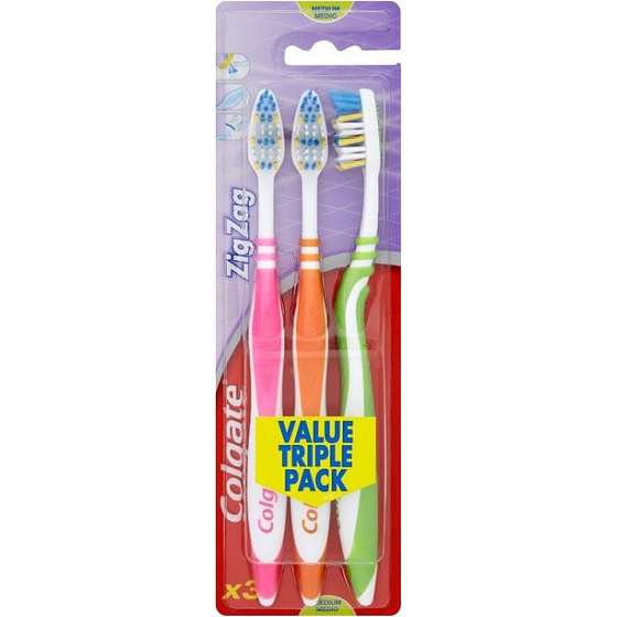 Colgate Zig Zag Medium střední zubní kartáček 3 kusy