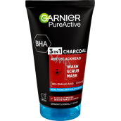 Garnier Pure Active 3w1 żel oczyszczający, peeling i maska z aktywowanym węglem przeciwko czarnym krostkom 150 ml