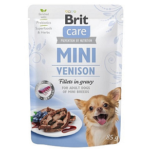 Brit Care Mini Filety z jeleního masa v omáčce kompletní superprémiové krmivo pro dospělé psy mini plemen kapsička 85 g