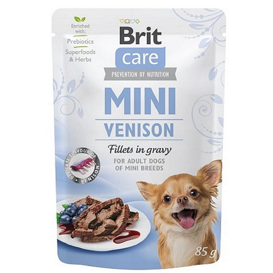 Brit Care Mini Filety z jeleního masa v omáčce kompletní superprémiové krmivo pro dospělé psy mini plemen kapsička 85 g