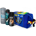 Rexona Euro 2024 Advanced Protection Sport Cool dezodorant w sprayu 150 ml + Axe Dark Temptation dezodorant w sprayu 150 ml + Dove Men +Care Clean Comfort żel pod prysznic 250 ml + etui męskie, zestaw prezentowy dla mężczyzn