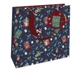 Niekupiony Papierowa Torebka Luksusowa Niebieska 18 x 16 cm Prezenty Bożonarodzeniowe