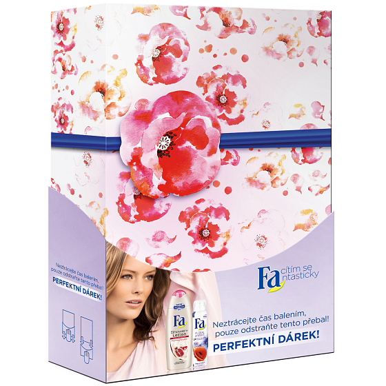 Fa Shower & Lotion Floral sprchový gel Granátové jablko 250 ml + deodorant sprej vlčí mák & zvonek 150 ml, kosmetická sada
