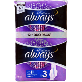 Always Platinum Ultra Night wkładki higieniczne z skrzydełkami 2 x 6 sztuk
