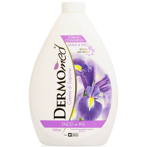 Dermomed Talc & Iris Tekutý pudr & Kosatec tekuté mýdlo náhradní náplň 300 ml