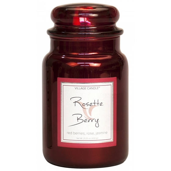 Village Candle Růže a červené ovoce - Rosette Berry vonná svíčka ve skle 2 knoty 602 g