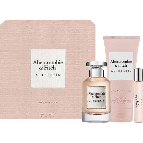 Abercrombie & Fitch Authentic Woman parfémovaná voda 100 ml + tělové mléko 200 ml + parfémovaná voda 15 ml, dárková sada