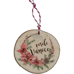Bohemia Gifts Ručně vyráběná vánoční ozdoba dřevěná Veselé Vánoce 6 cm