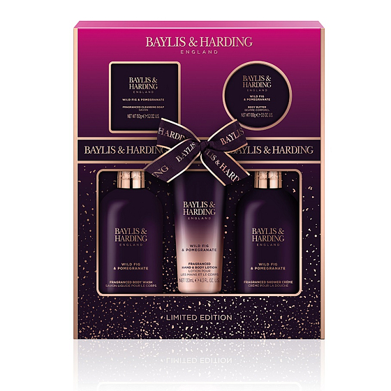 Baylis & Harding Śliwka i Granat Jabłko żel pod prysznic 300 ml + krem pod prysznic 300 ml + mleczko do rąk i ciała 130 ml + mydło toaletowe 150 g + masło do ciała 100 ml, zestaw kosmetyczny dla kobiet