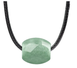 Jadeit Birmański zielony naturalny kamień koralik na kůži 1,5 x 1,4 cm, łaska śłęścia