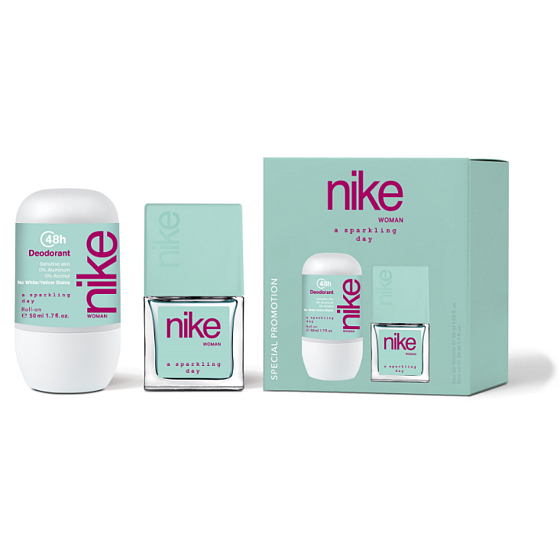 Nike A Sparkling Day woda toaletowa 30 ml + dezodorant roll-on 50 ml, zestaw prezentowy dla kobiet