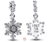 Charm Sterlingové stříbro 925 Sněhová Vločka - I Melt For You, Symbol Lásky a Zimy, přívěsek na náramek vánoce