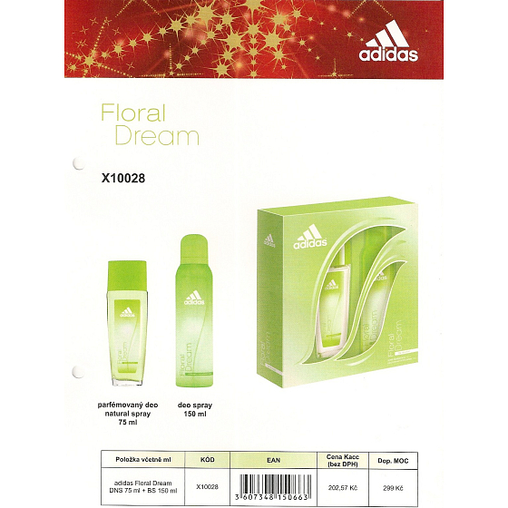 Adidas Floral Dream parfémovaný deodorant sklo 75 ml + deodorant sprej 150 ml, kosmetická sada