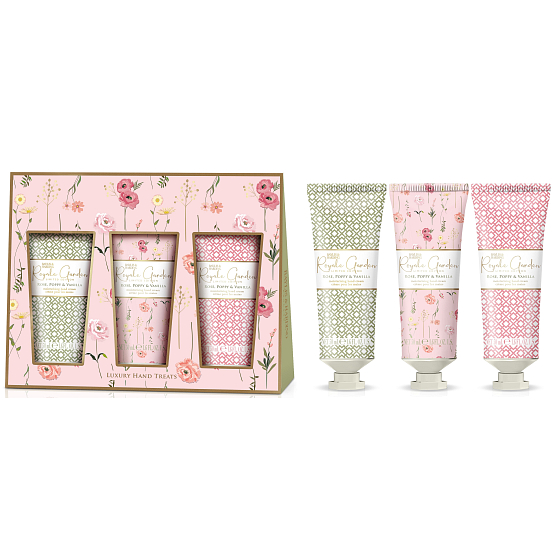 Baylis & Harding Růže, Vlčí mák a Vanilka krém na ruce 3 x 50 ml, kosmetická sada pro ženy