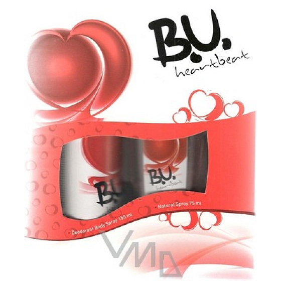 B.U. Heartbeat parfémovaný deodorant sklo 75 ml + deodorant sprej 150 ml, pro ženy dárková sada
