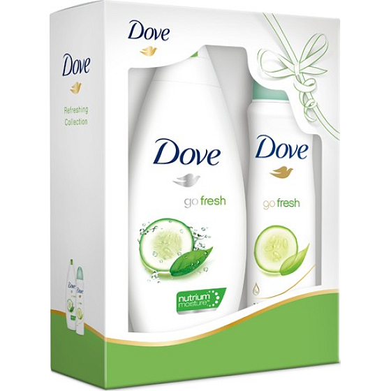 Dove Go Fresh Touch Okurka & Zelený čaj sprchový gel 250 ml + antiperspirant sprej 150 ml, kosmetická sada