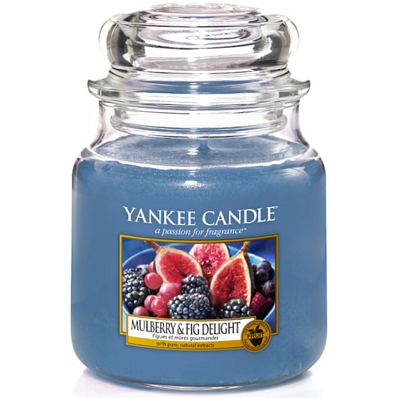 Yankee Candle Mulberry & Fig Delight - Pyszne morwy i figi świeca zapachowa Classic średnie szkło 411 g
