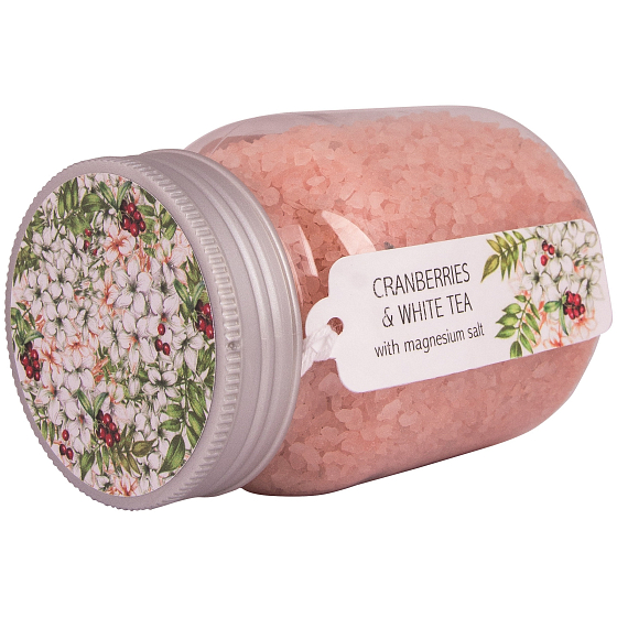 Bohemia Gifts Bílý čaj a Brusinky magneziová sůl do koupele 380 g