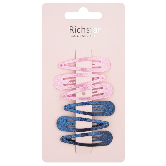 Richstar Accessories Spinki z brokatem 5 cm 6 sztuk