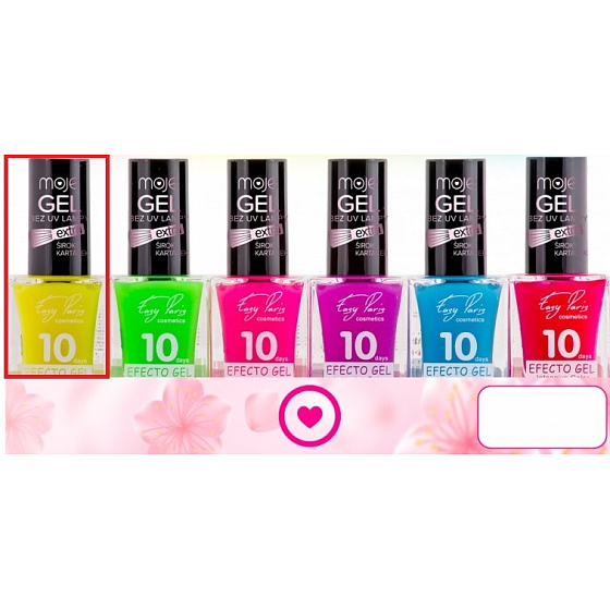 Moje Easy Paris 10Days Efecto Gel fluorescencyjny żelowy lakier do paznokci 001 żółty 15 ml