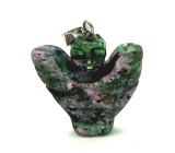 Anyolot / Rubin w zoisicie Anioł, anielska kryształowa figurka naturalny kamień szlifowany 25 x 21 x 5 mm, redukuje stres