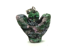Anyolot / Rubin w zoisicie Anioł, anielska kryształowa figurka naturalny kamień szlifowany 25 x 21 x 5 mm, redukuje stres