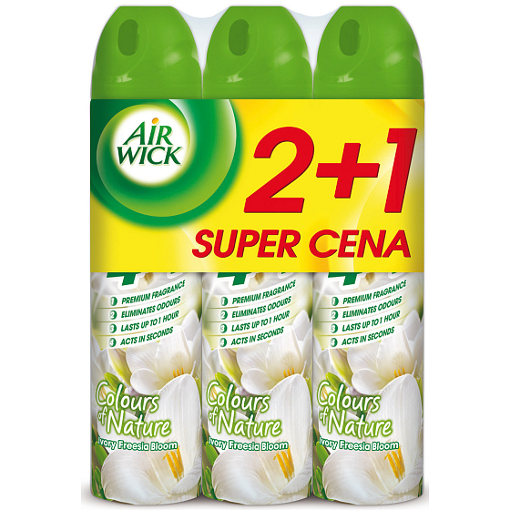 Air Wick Bílé květy Frézie 4v1 osvěžovač vzduchu sprej 3 x 240 ml