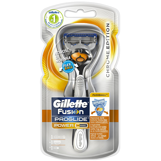Gillette Fusion ProGlide Flexball Power Silver holicí strojek + náhradní hlavice 1 kus + baterie 1 kus, pro muže