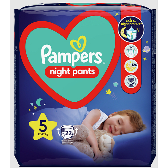 Pampers Night Pants rozmiar 5, 12 - 17 kg pieluchy majteczki 22 sztuki