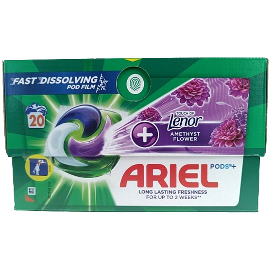 Ariel +Touch Of Lenor Kwiat Ametystu żelowe kapsułki do długotrwałej świeżości 20 sztuk