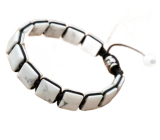 Magnezit / Howlit náramek pletený přírodní kámen, rozměr 10 x 10 x 5 mm / 18,5 cm, posuvné zapínání, očistný kámen, uklidnění, harmonie, paměť