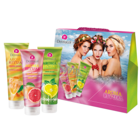 Dermacol Aroma Ritual Grep sprchový gel 250 ml + Mandarinka sprchový gel 250 ml + Citron sprchový gel 250 ml, kosmetická sada