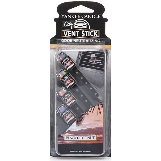 Yankee Candle Black Coconut - Černý kokos vonné kolíčky do auta 4 kusy 29 g