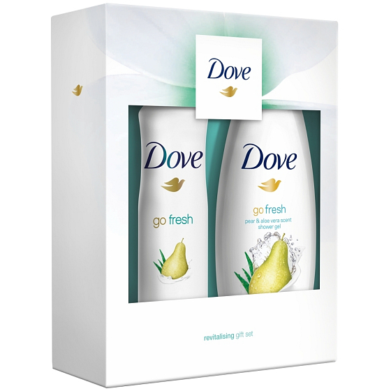 Dove Go Fresh Hruška a Aloe Vera sprchový gel pro ženy 250 ml + antiperspirant deodorant sprej pro ženy 150 ml, kosmetická sada